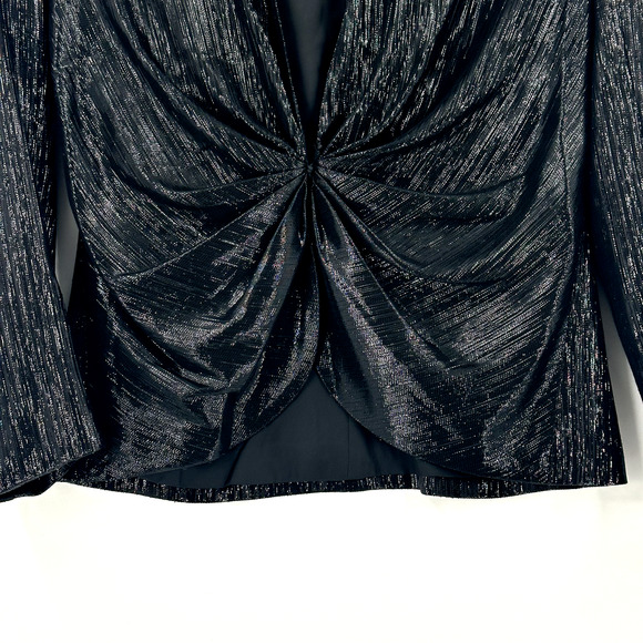 Smythe Womens Ruched Sparkle Metallic Disco Blazer Top Small Glam Event Party - Picture 3 of 8